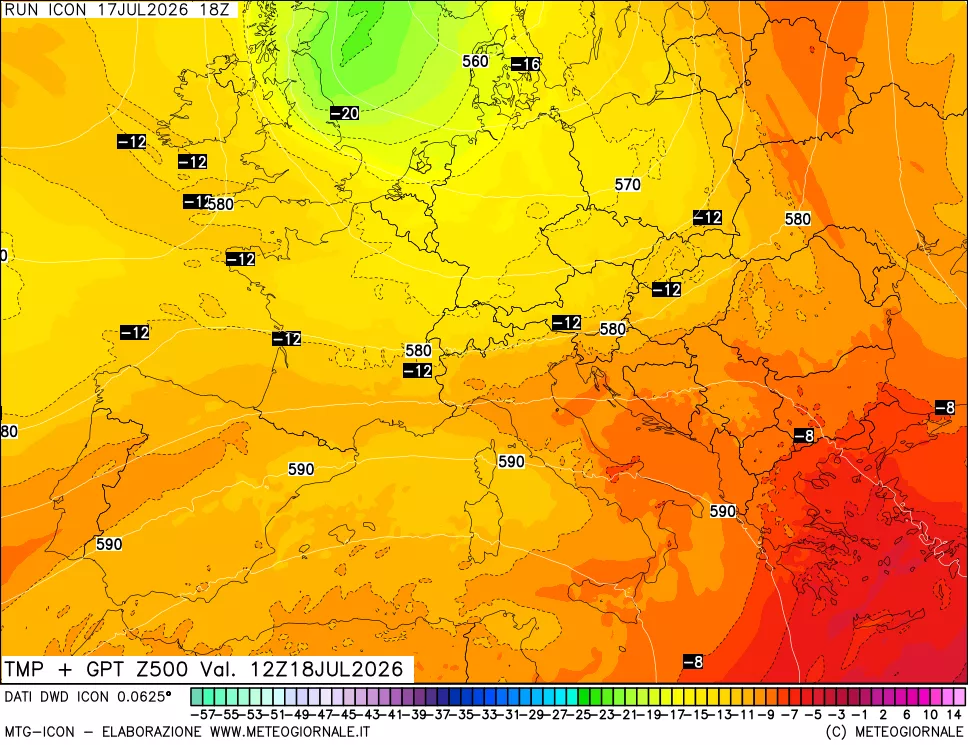 mappa 500 hPa Temp + GPT