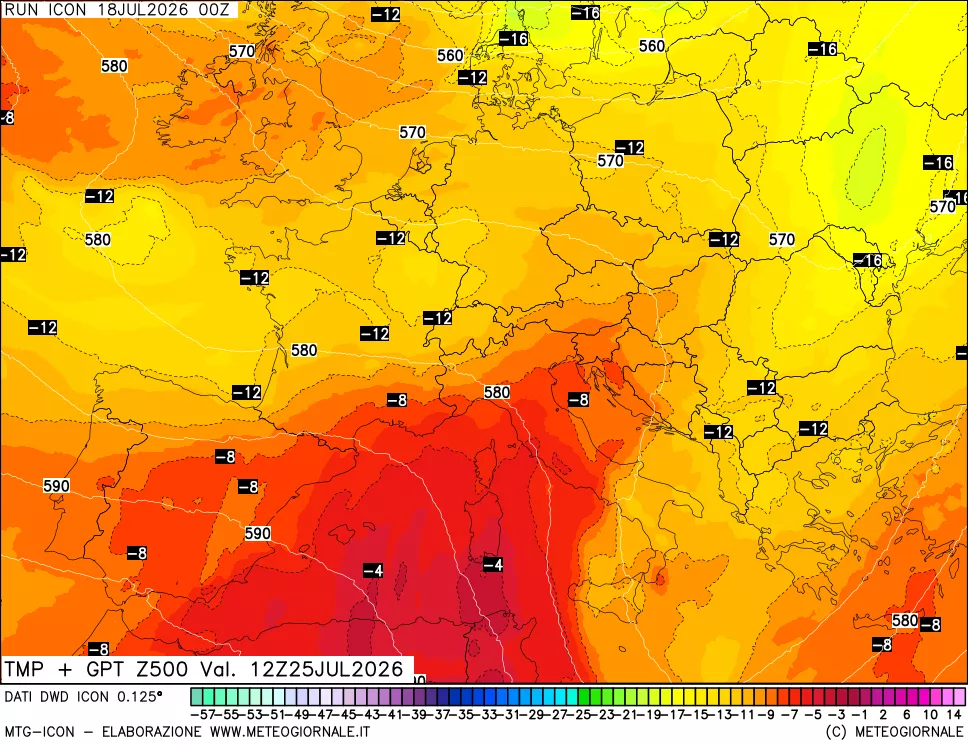 mappa 500 hPa Temp + GPT