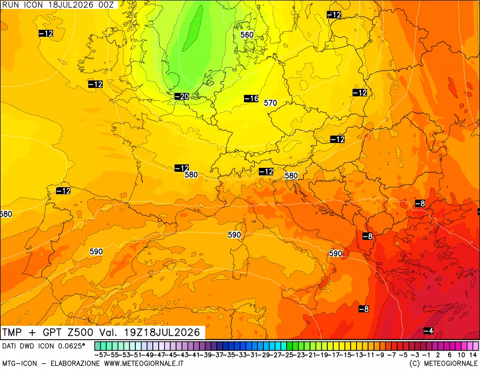 mappa 500 hPa Temp + GPT