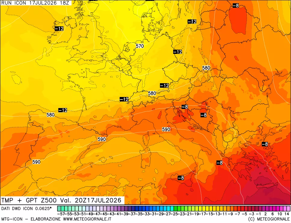 mappa 500 hPa Temp + GPT