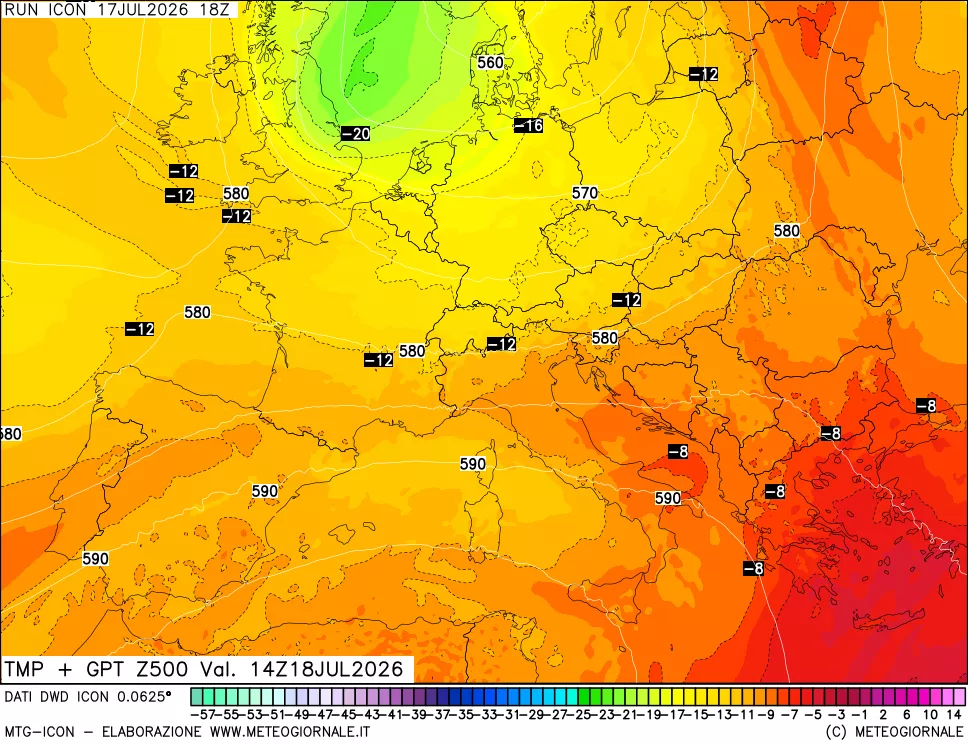 mappa 500 hPa Temp + GPT