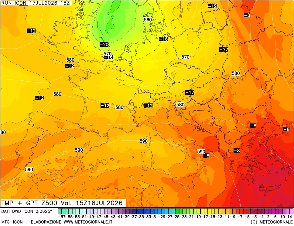 mappa 500 hPa Temp + GPT