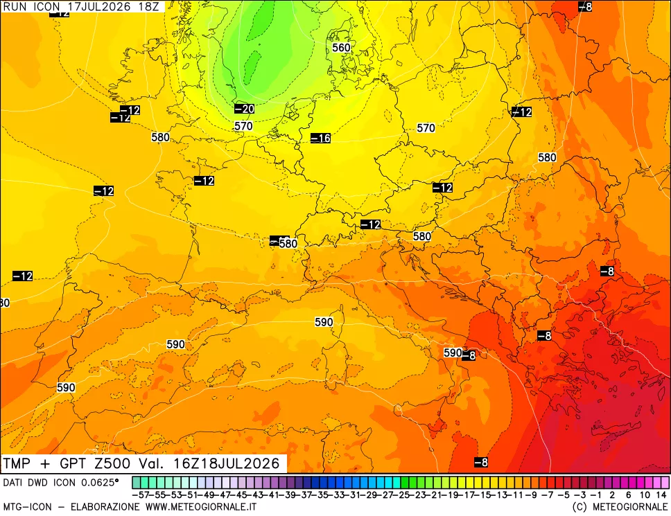 mappa 500 hPa Temp + GPT