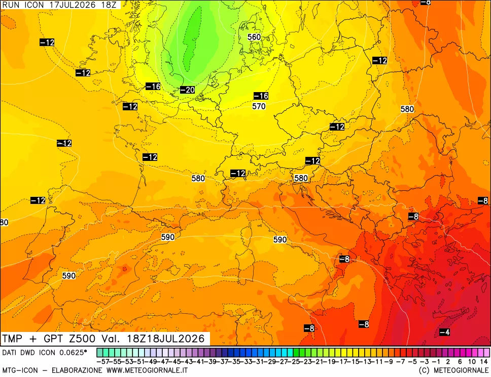 mappa 500 hPa Temp + GPT