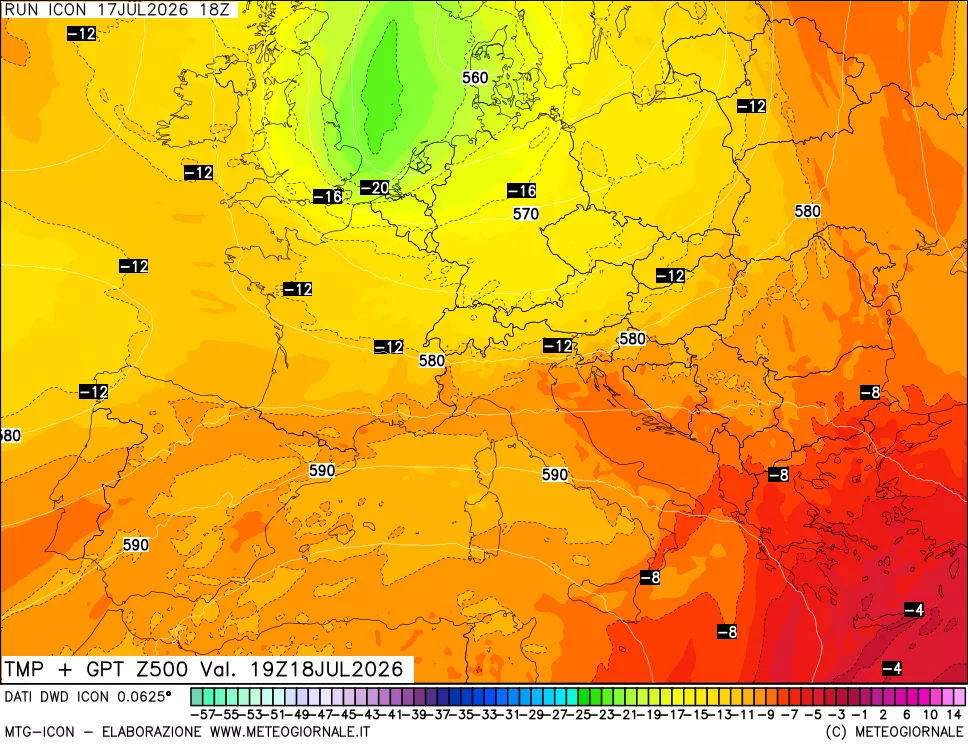 mappa 500 hPa Temp + GPT