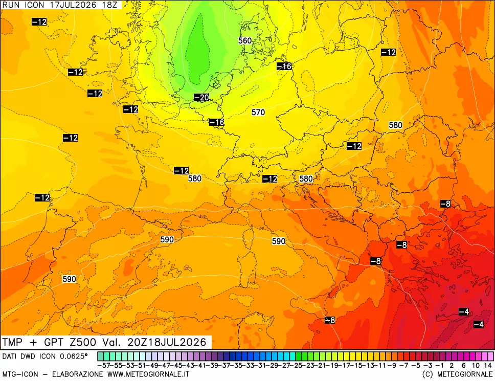 mappa 500 hPa Temp + GPT