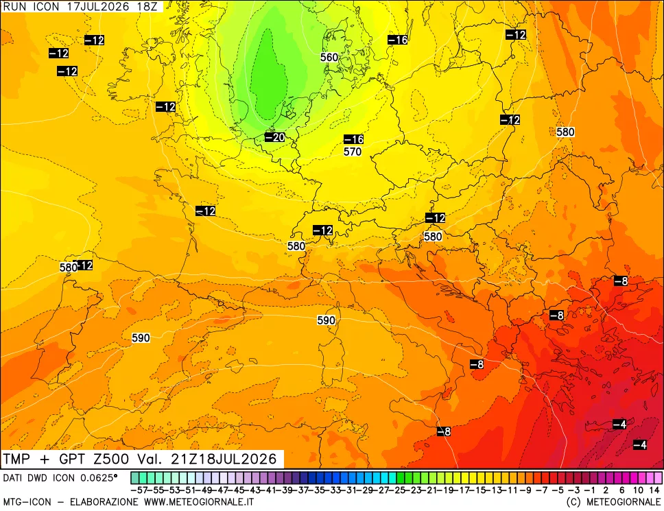 mappa 500 hPa Temp + GPT