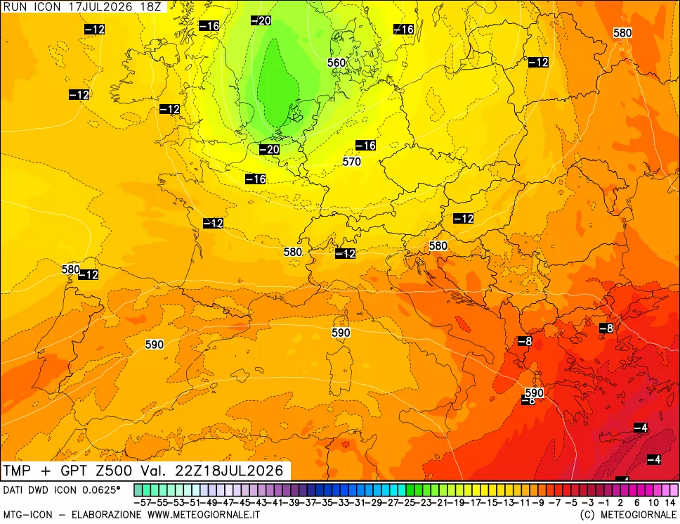 mappa 500 hPa Temp + GPT