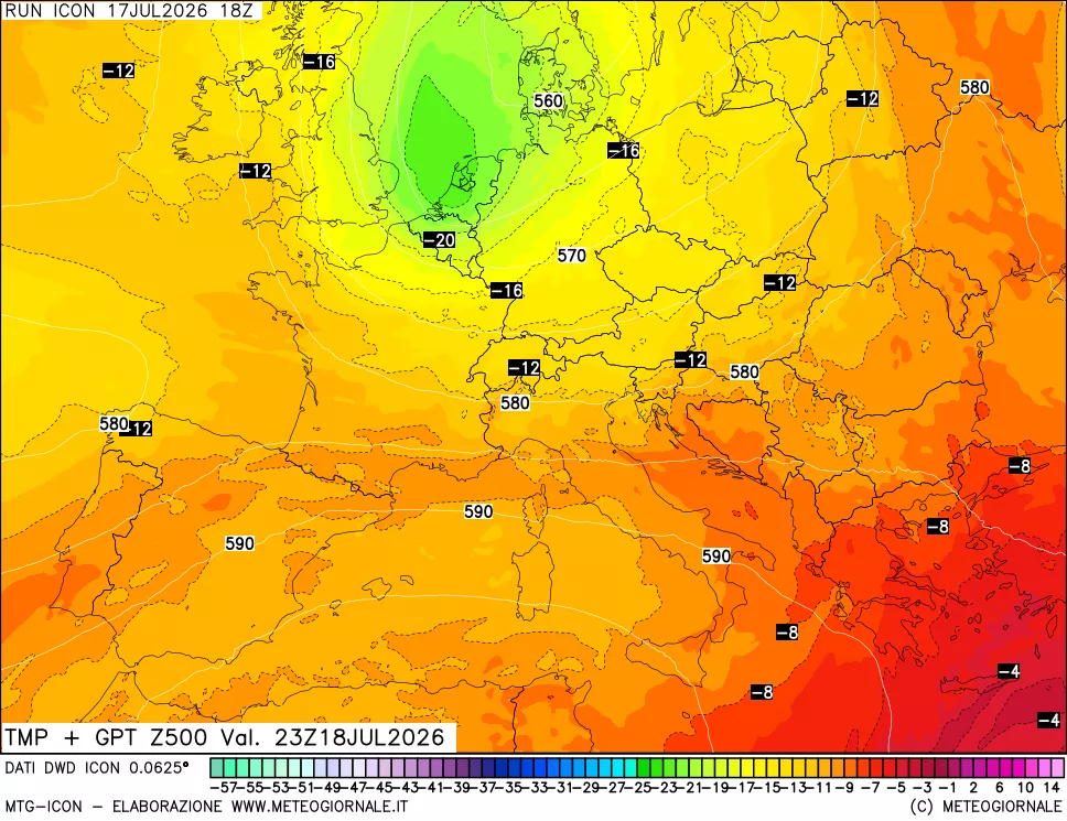 mappa 500 hPa Temp + GPT