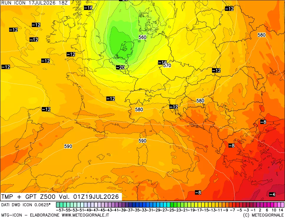 mappa 500 hPa Temp + GPT