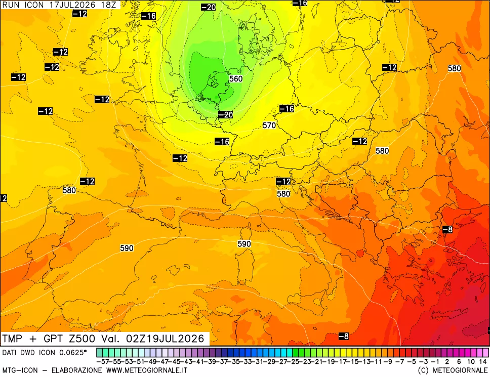 mappa 500 hPa Temp + GPT
