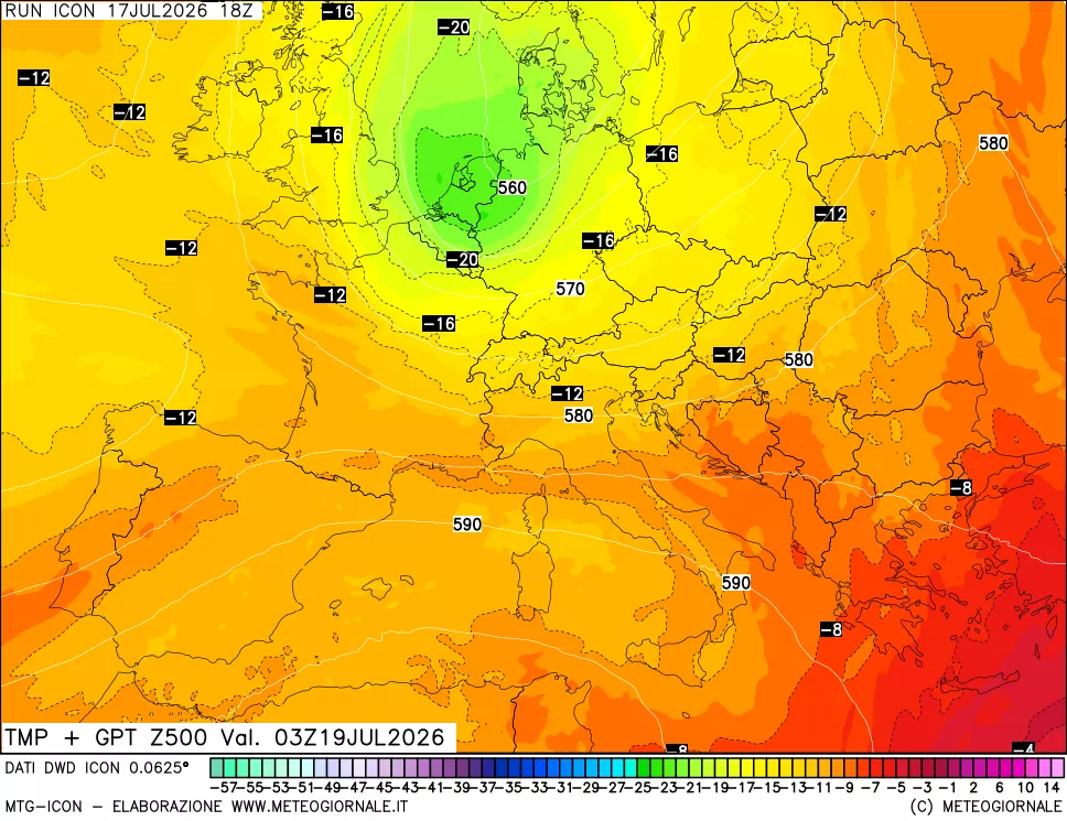 mappa 500 hPa Temp + GPT