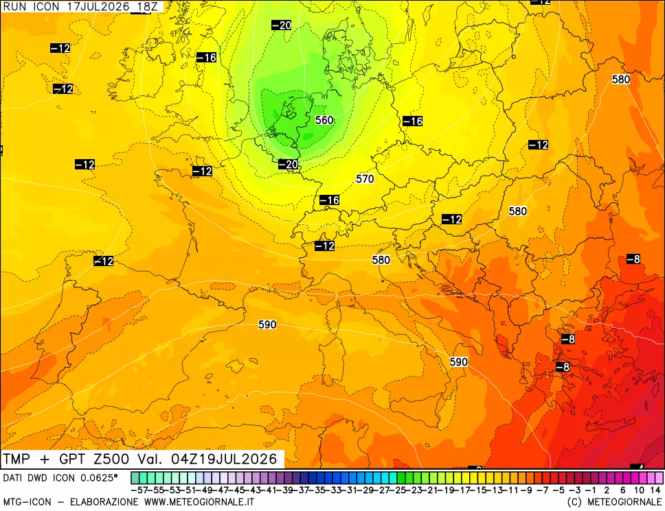 mappa 500 hPa Temp + GPT