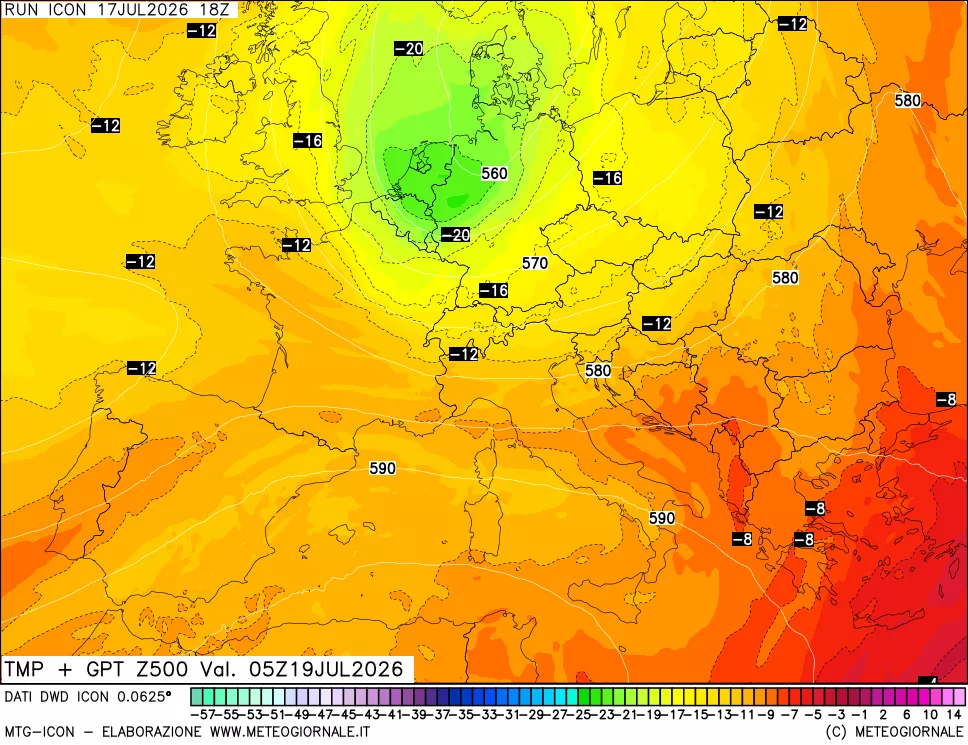 mappa 500 hPa Temp + GPT