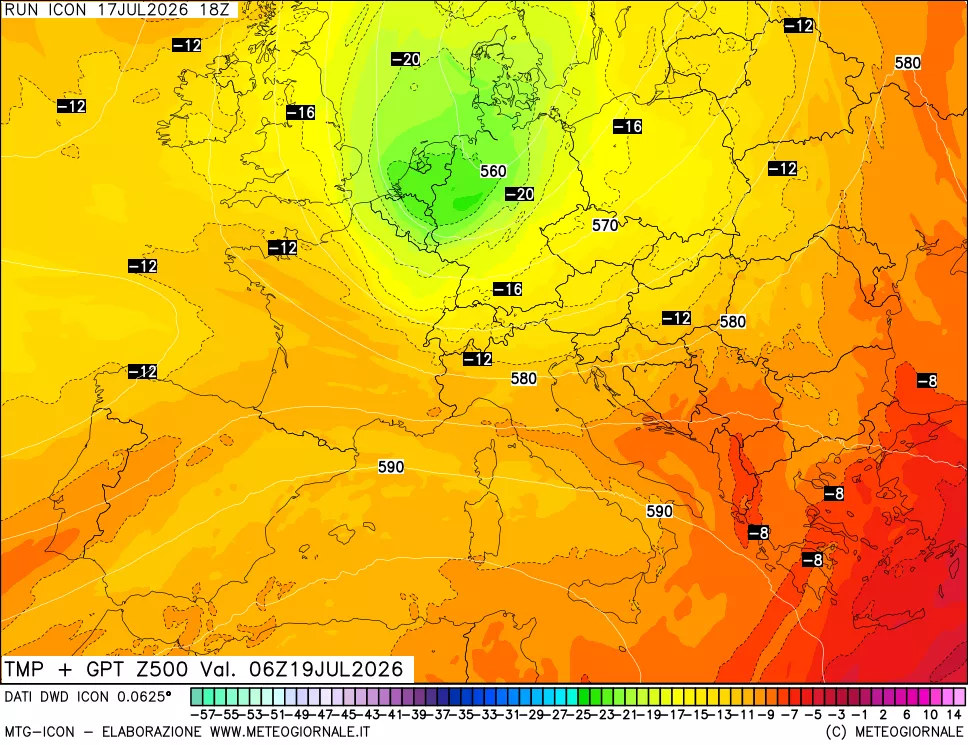 mappa 500 hPa Temp + GPT