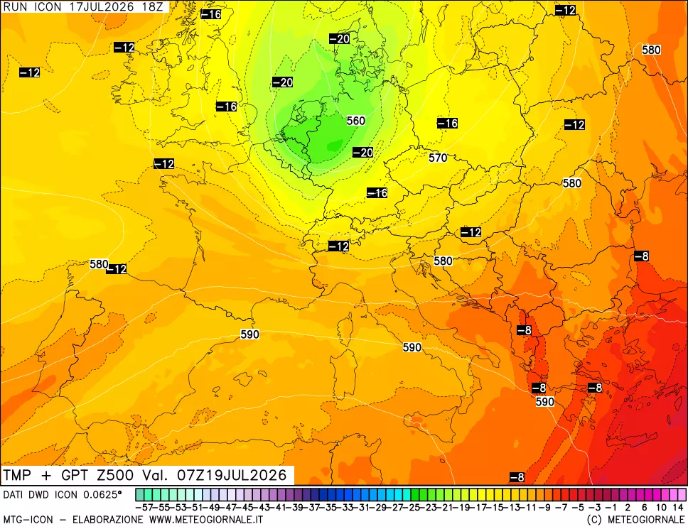 mappa 500 hPa Temp + GPT