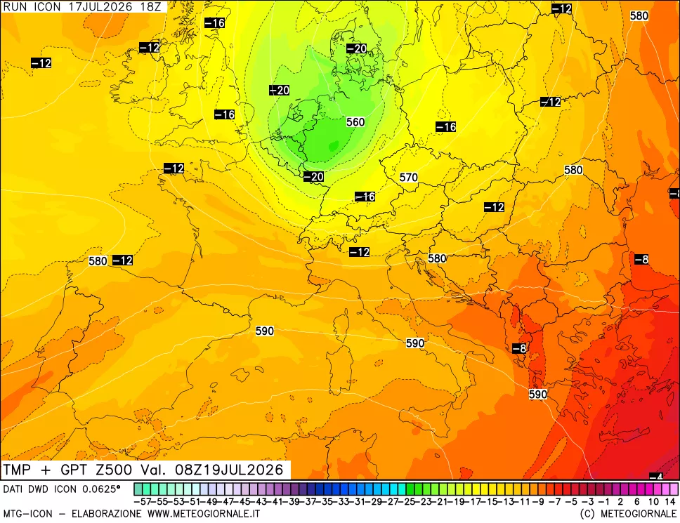 mappa 500 hPa Temp + GPT