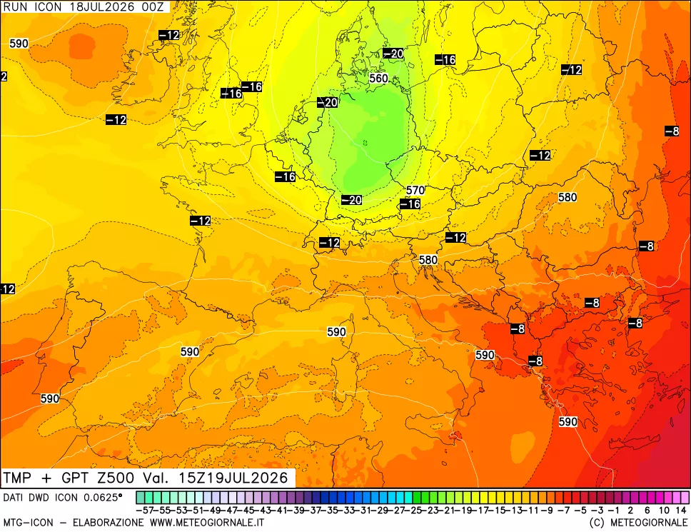 mappa 500 hPa Temp + GPT