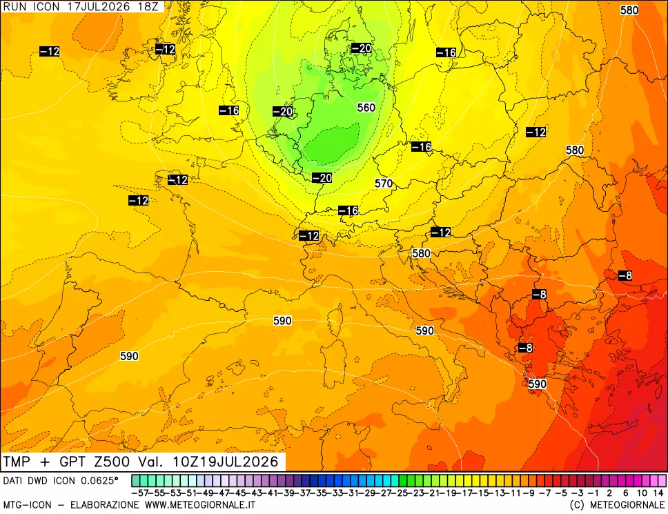 mappa 500 hPa Temp + GPT