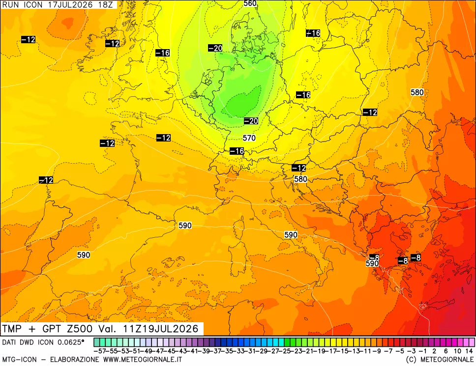 mappa 500 hPa Temp + GPT