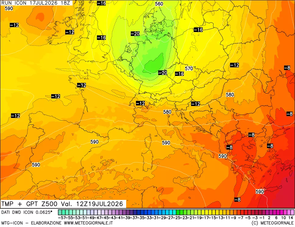 mappa 500 hPa Temp + GPT
