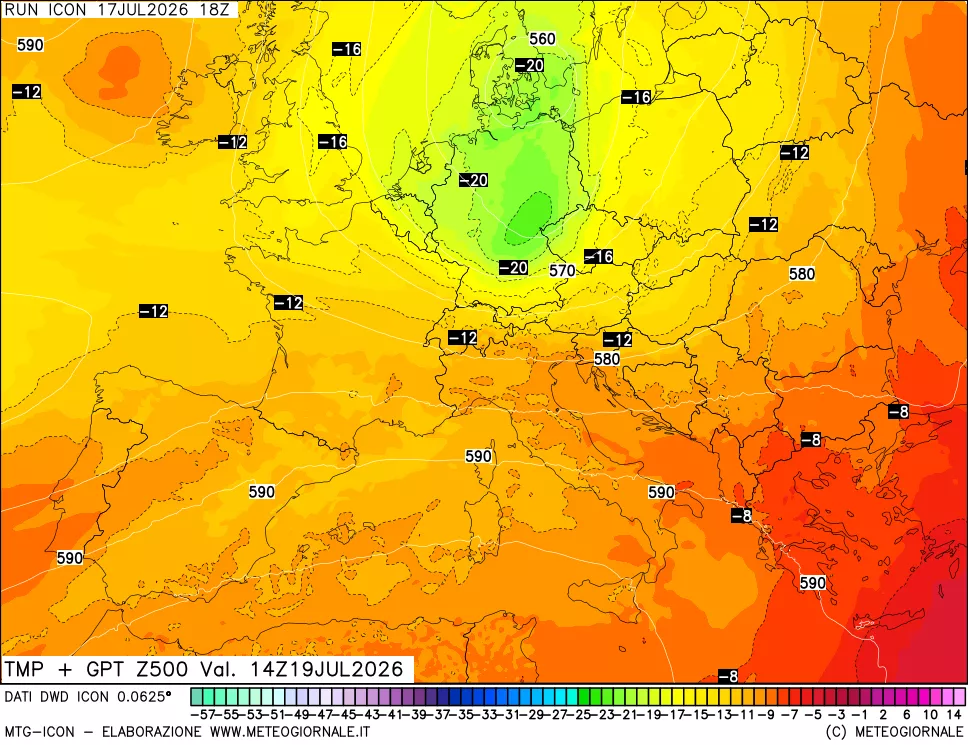 mappa 500 hPa Temp + GPT