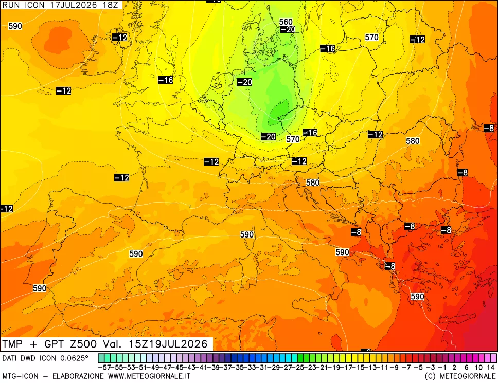 mappa 500 hPa Temp + GPT