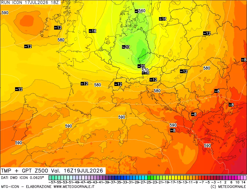 mappa 500 hPa Temp + GPT