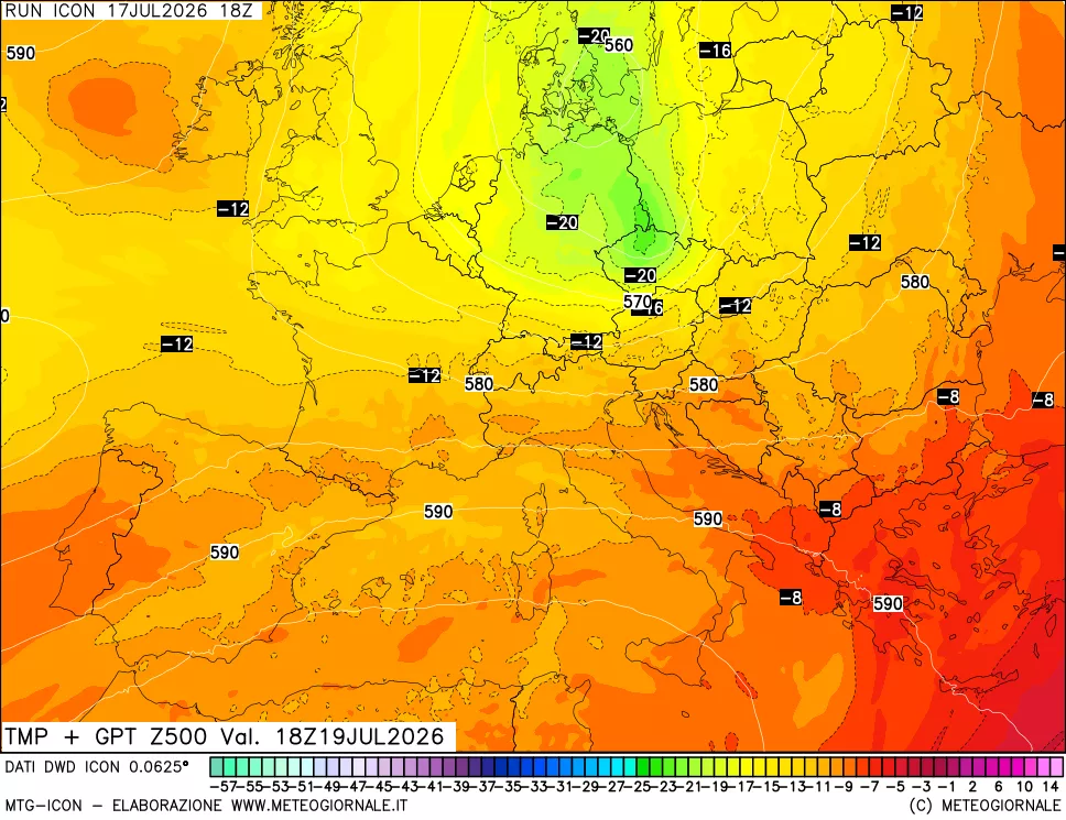 mappa 500 hPa Temp + GPT