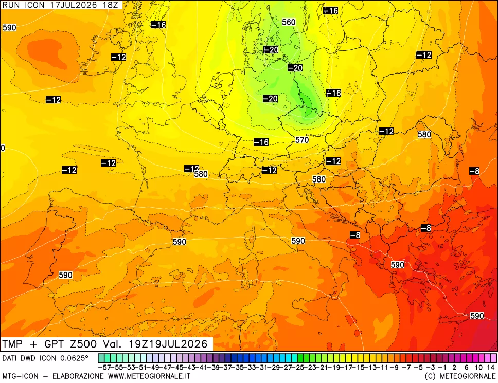 mappa 500 hPa Temp + GPT