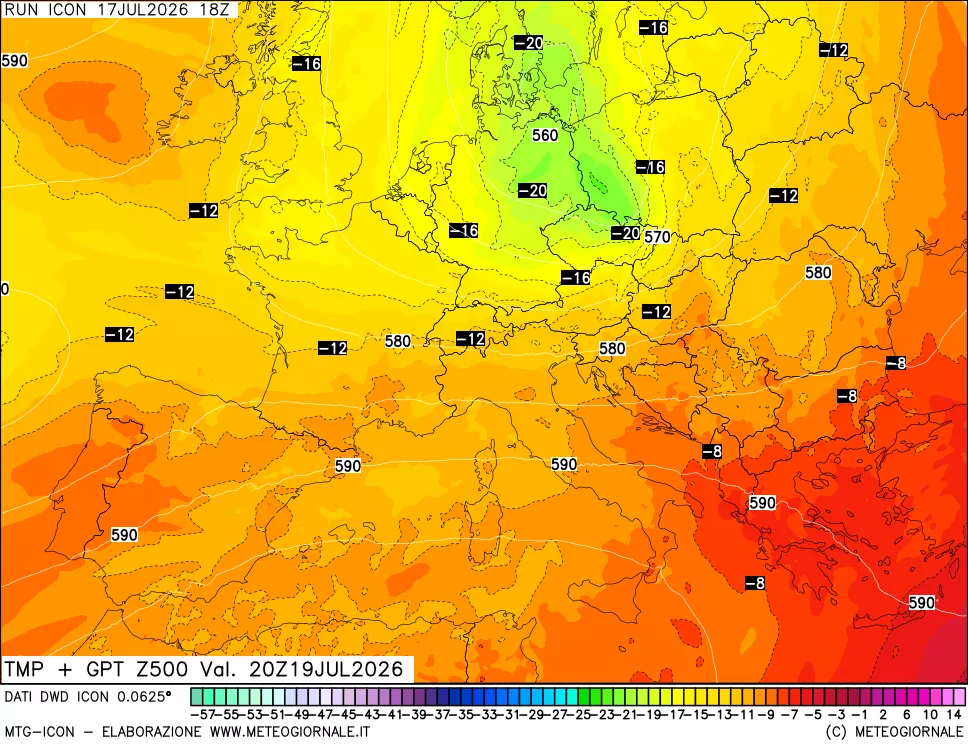 mappa 500 hPa Temp + GPT