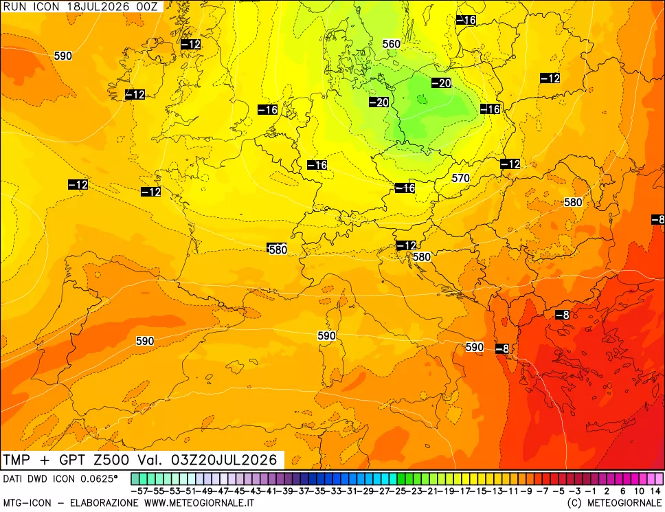 mappa 500 hPa Temp + GPT