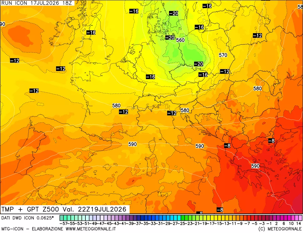mappa 500 hPa Temp + GPT