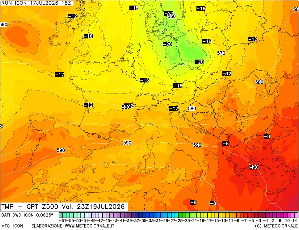 mappa 500 hPa Temp + GPT