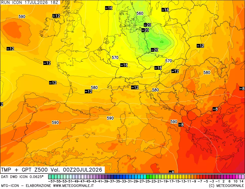 mappa 500 hPa Temp + GPT