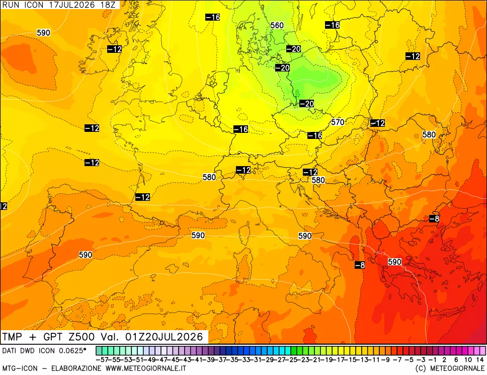 mappa 500 hPa Temp + GPT