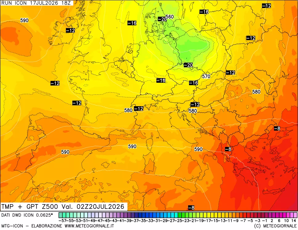 mappa 500 hPa Temp + GPT