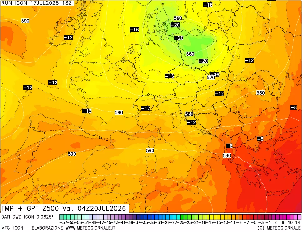 mappa 500 hPa Temp + GPT