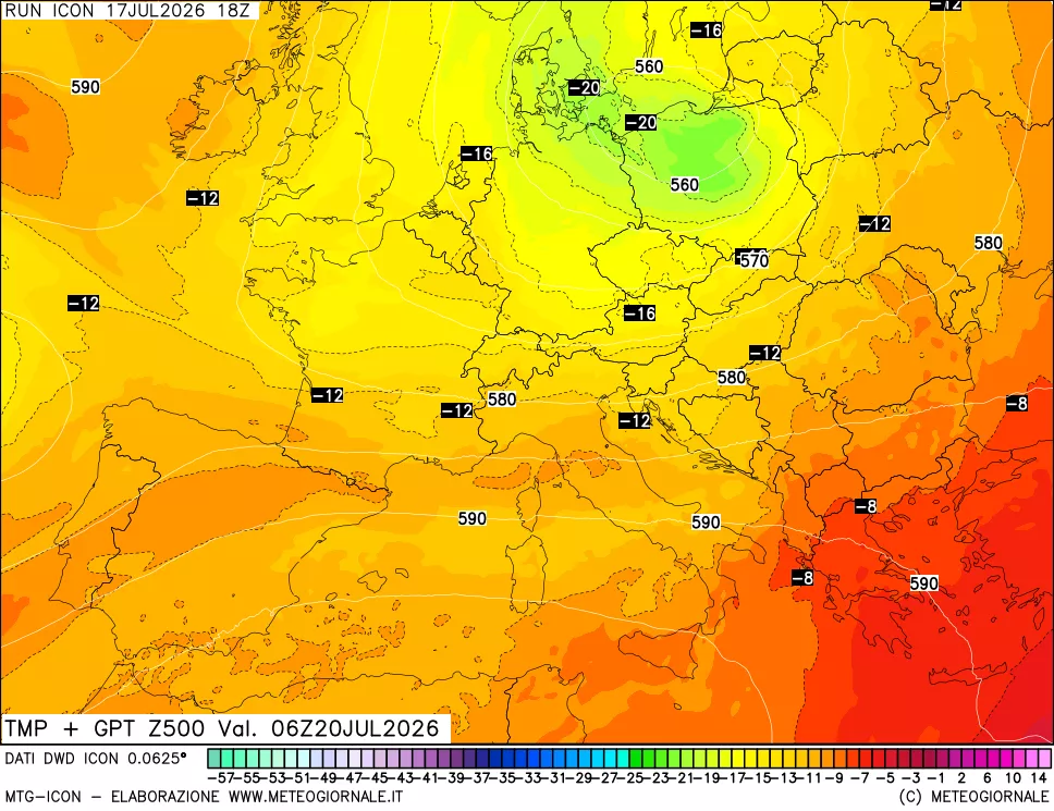 mappa 500 hPa Temp + GPT