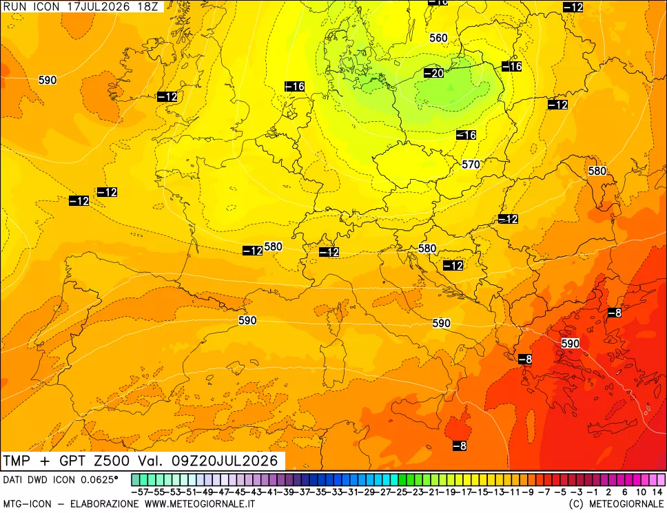 mappa 500 hPa Temp + GPT