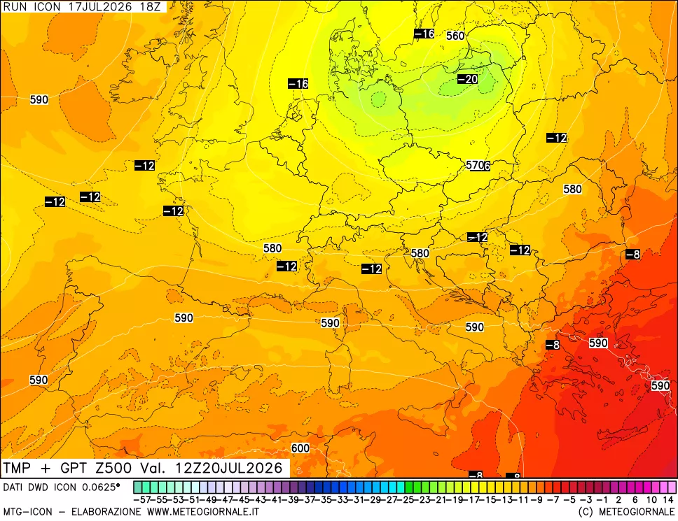 mappa 500 hPa Temp + GPT