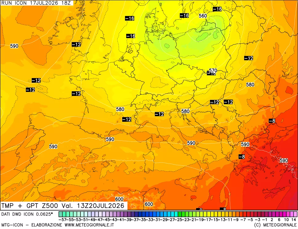 mappa 500 hPa Temp + GPT