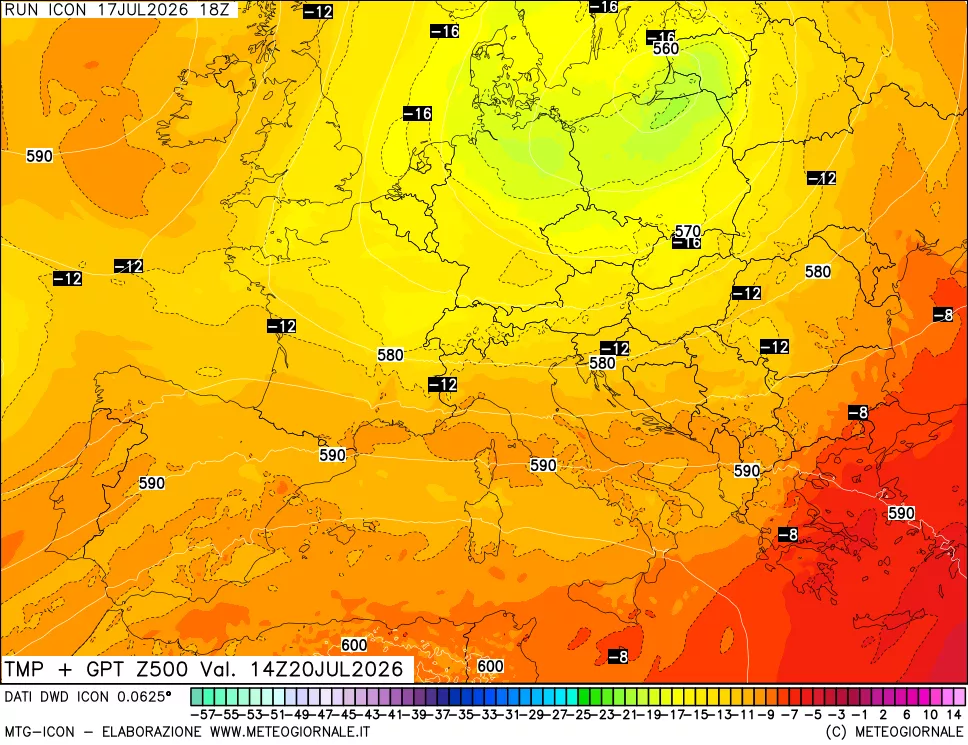 mappa 500 hPa Temp + GPT
