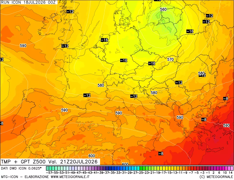 mappa 500 hPa Temp + GPT