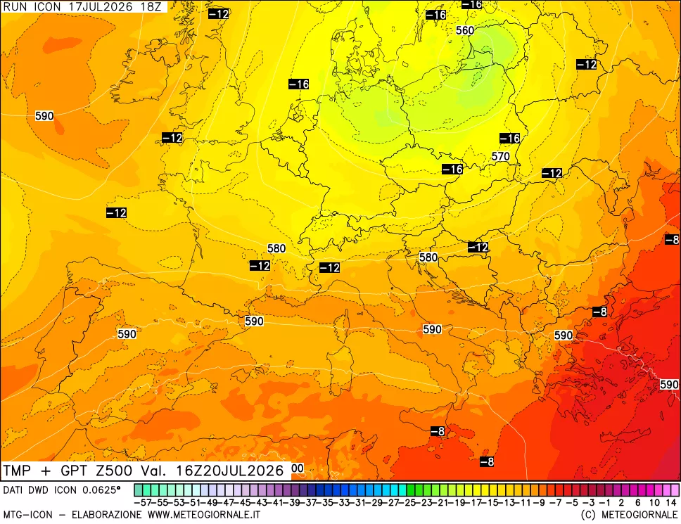 mappa 500 hPa Temp + GPT