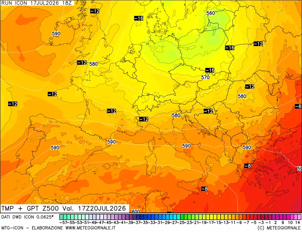 mappa 500 hPa Temp + GPT