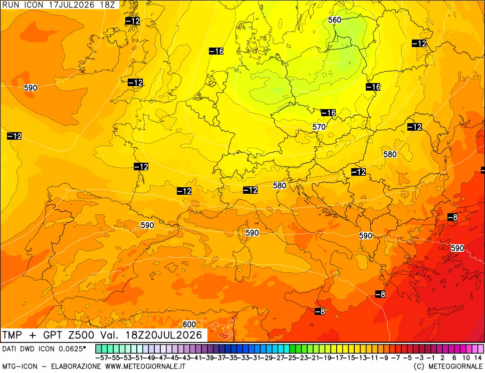 mappa 500 hPa Temp + GPT