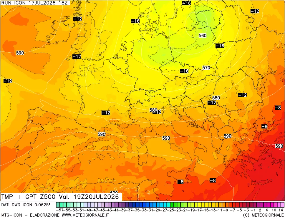 mappa 500 hPa Temp + GPT
