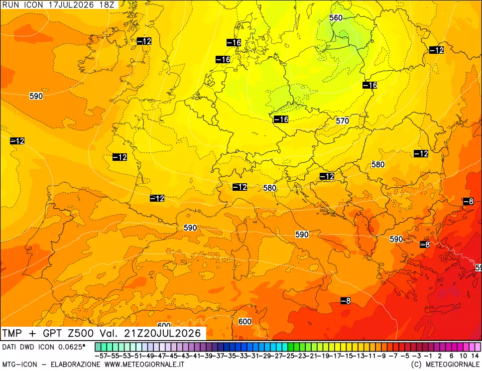 mappa 500 hPa Temp + GPT