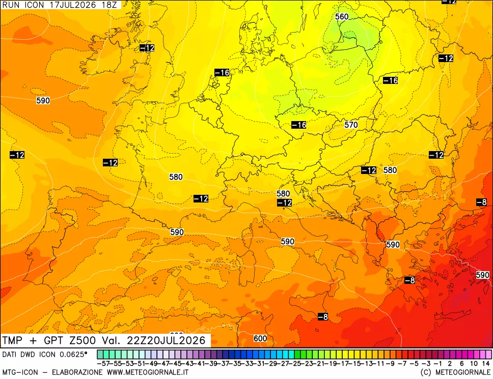 mappa 500 hPa Temp + GPT